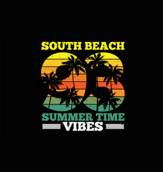 South Beach Summer Time Vibes Palm Tree Retro