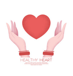 Women Hands And Red Heart In Flat Style