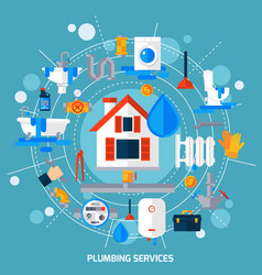 Plumbing Service Concept Circle Composition Poster