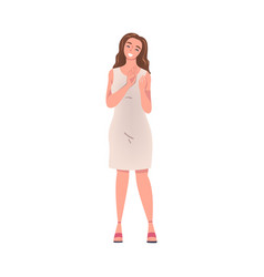 Woman Character Standing And Clapping His Hands