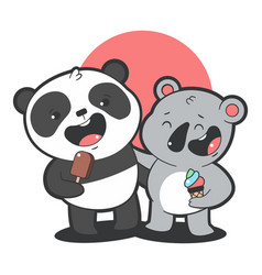 Cute Panda And Koala Cartoon Characters