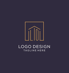 Initial Lo Logo With Square Lines Luxury