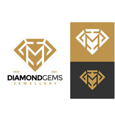 Letter M Diamond Jewellery Logo Design Symbol