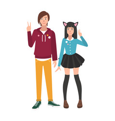 Pair Of Boy And Girl Japanese Anime Manga Fans