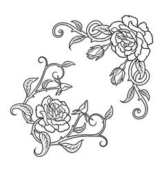 Rose Corner Decoration Line Art