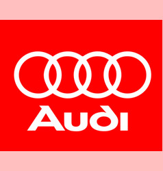 Audi Brand Symbol Logo With Name White Design