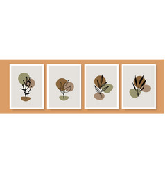 Botanical Wall Art Set Earth Tone Background