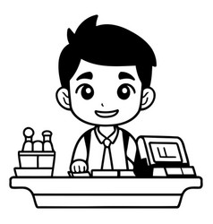 Cheerful Waiter At The Counter In The Restaurant