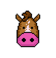 Cute Head Horse Pixel Art Design Isolated