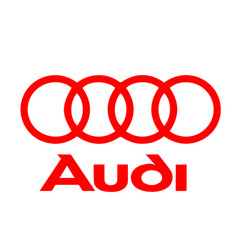 Audi Brand Symbol Logo With Name Red Design