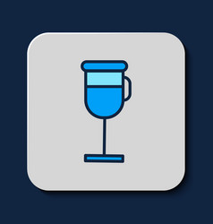 Filled Outline Irish Coffee Icon Isolated On Blue