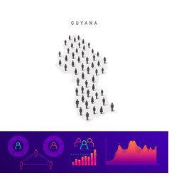 Guyana People Map Detailed Silhouette Mixed Crowd