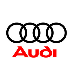 Audi Brand Symbol Logo Black With Name Red Design