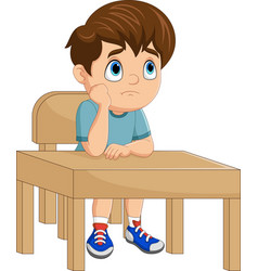 Cartoon Little Boy Bored At School Lesson