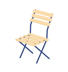 Foldable Wooden Chair With Blue Frame Isolated On