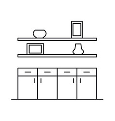 Interior With Kitchen Shelves Cupboard In Outline