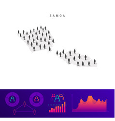 Samoa People Map Detailed Silhouette Mixed Crowd