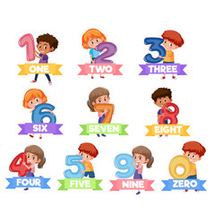 Set Of Different Children Holding The Numbers