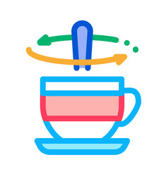 Stirring Spoon In Cup Tea Icon Outline