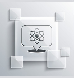 Grey Atom Icon Isolated On Grey Background Symbol