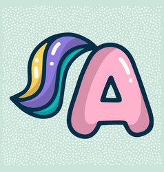 Unicorn Font Pink Letter A With Tail