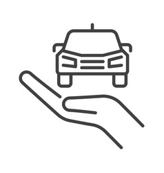 Car On Hand Vehicle Rental Concept Linear Icon