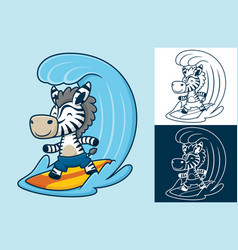 Funny Zebra Surfing In Big Wave