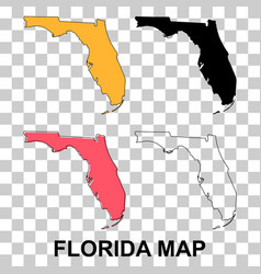 Set Of Florida Map United States Of America Flat