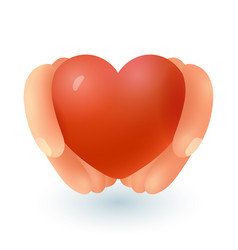 Human Hands Holding Cute Red Heart 3d Icon