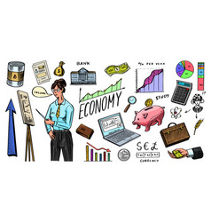 Economy Poster Finance And Money Piggy Bank