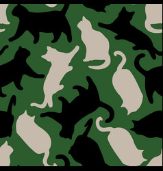 Green Cat Camouflage Background Pattern Print