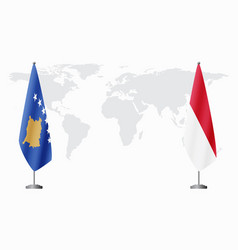 Kosovo And Monaco Flags For Official Meeting