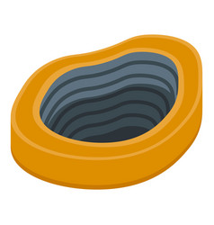 Mine Cave Icon Isometric Gold Stone