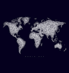 World Map Tangle Lines Dark