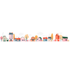 Cute Cartoon Charming Small Town Village Houses