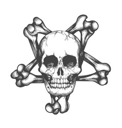 Human Skull Bone Pentagram Tattoo