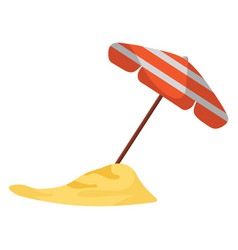 Beach Umbrella In The Sand On A White Background