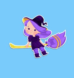 Sticker Baby Witch Girl Spooky Flying Broom