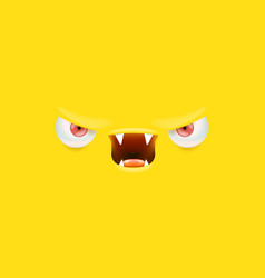 Angry Yellow Monster Face With Open Mouth