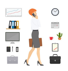 Young Business Woman With Smartphone On Office