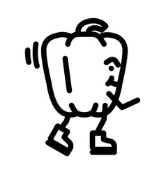 Bell Pepper Fruit Fitness Character Line Icon