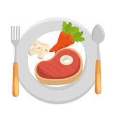 Delicious Beef Steak With Carrots And Mushroom