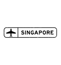 Grunge Black Singapore Word With Plane Icon