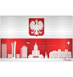 Warsaw City Skyline With Flag Of Poland