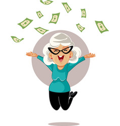 Happy Pensioner Woman Throwing Money Up In Air