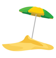 Old Beach Umbrella In The Sand On A White