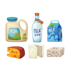 Milk And Cheese Dairy Package Cartoon Icon