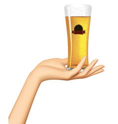 Female Hand Holding On Palm A Glass