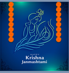 Blue Krishna Janmashtami Greeting Card Design