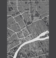 City Map Detroit Monochrome Detailed Plan